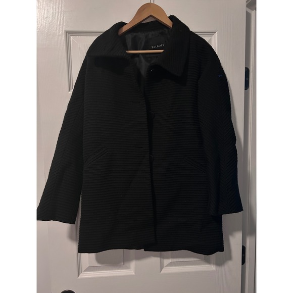 Talbots Jackets & Blazers - Talbots Black Textured Button Front Collared Jacket Women Size 2